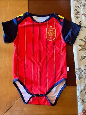 Spain Soccer Baby Bodysuit - Red & Navy